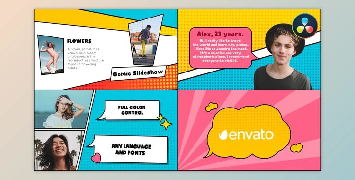 Download Comic Slideshow for DaVinci Resolve (Videohive 50524213)