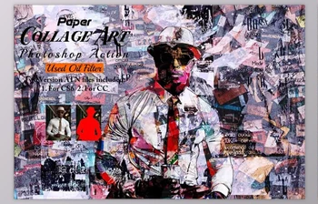 Download Paper Collage Art <span class='badge badge-warning'>Photoshop</span> Action - 92026506