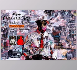 Download Paper Collage Art Photoshop Action - 92026506