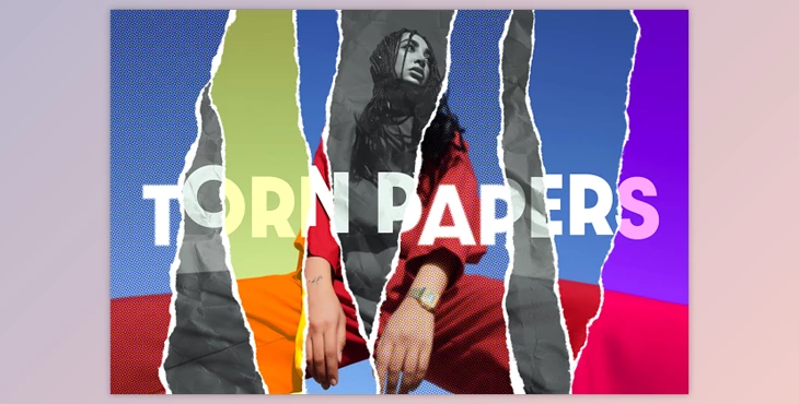 Download Torn Paper Pieces Photo Effect - 92006394