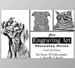Download Pets Engraving Art Photoshop Action - 92032571