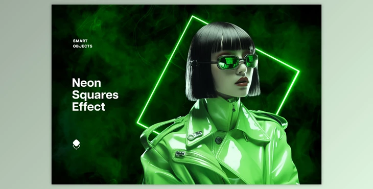 Download Green Neon Squares Effect - 92006884