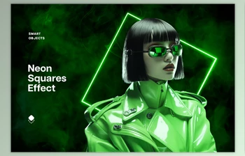 Download Green <span class='badge badge-warning'>Neon</span> Squares Effect - 92006884