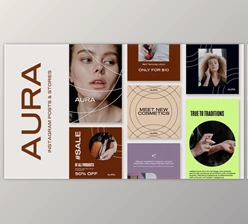 Download AURA – BEAUTY INSTAGRAM POSTS & STORIES PACK (Videohive 50797688) - AE Project