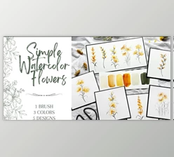 Download Simple Watercolor Flowers: 1 Brush, 3 Colors, 5 Designs