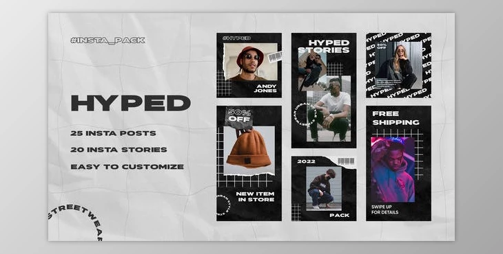 Download Hyped - Streetwear Instagram Posts & Stories Pack (Videohive 37262284) - AE Project