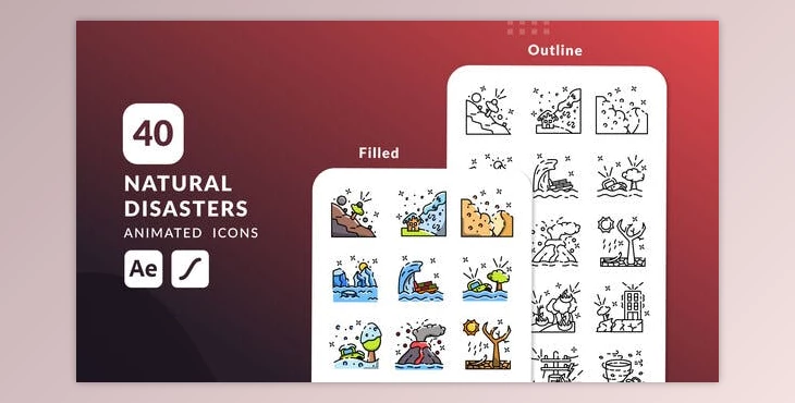 Download Natural Disaster Animated Icons | After Effects (Videohive 50786860) - AE Project