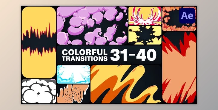 Download Colorful Cartoon Transitions for After Effects (Videohive 50804444) - AE Project