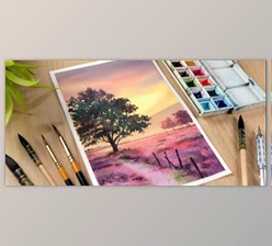 Download Watercolor Sunset Painting: Learn to Paint Pink Sunset and Tree