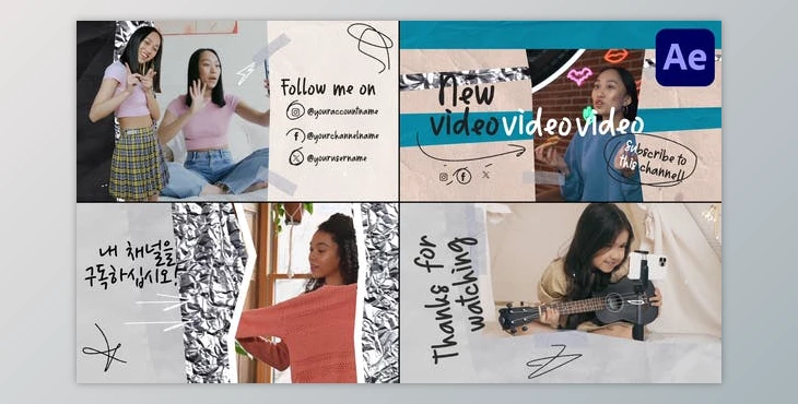 Download Social Media End Screens for After Effects (Videohive 50853708) - AE Project