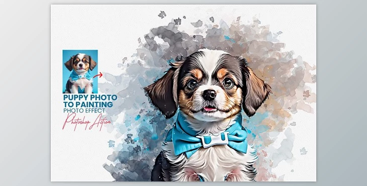 Download Puppy Photo to Painting Effect - 92063705