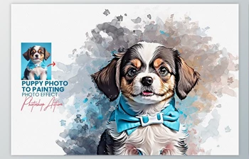 Download Puppy Photo to <span class='badge badge-warning'>Painting</span> Effect - 92063705