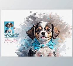 Download Puppy Photo to Painting Effect - 92063705