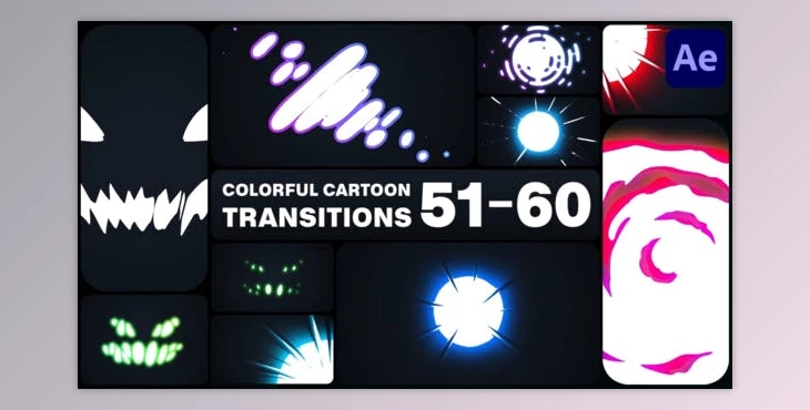 Download Colorful Cartoon Transitions for After Effects (Videohive 50917534) - AE Project