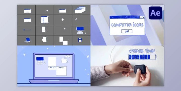 Download Computer Interface Icons Hand Drawn for After Effects (Videohive 50840791) - AE Project