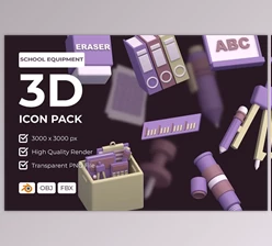Download School Equipment 3D Icon Pack