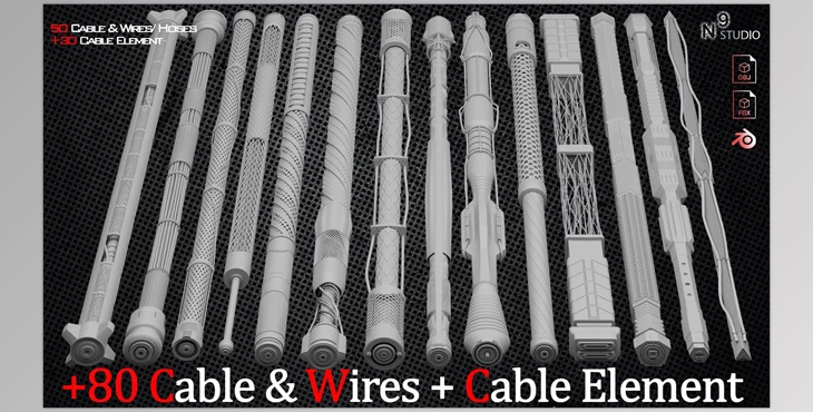 Download Blender Market – +80 Cable,Wires, Hoses And Cable Element