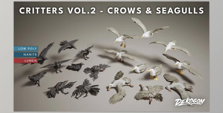 Download Unreal Engine - Critters VOL.2 - Crows & Seagulls v5.3