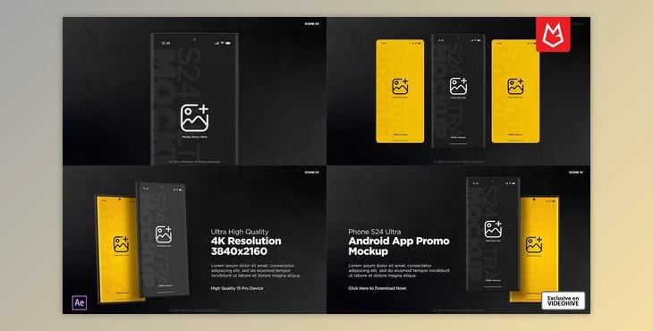Download Android App Promo Mockup | S24 Ultra Matte Black (Videohive 50727488) - AE Project
