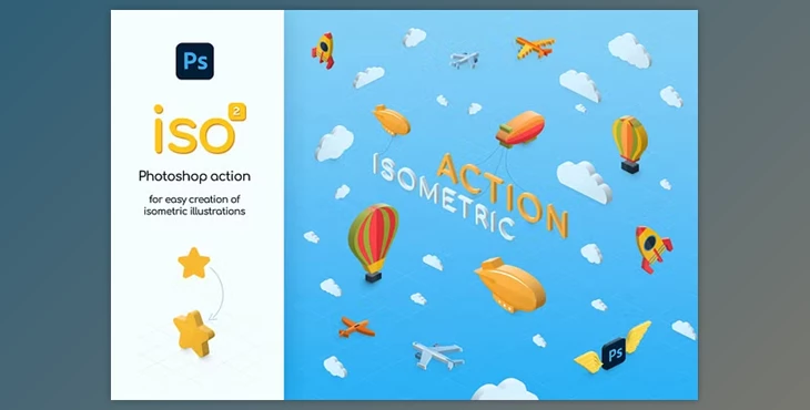 Download Isometric illustration PS action Creative Market - 92146029