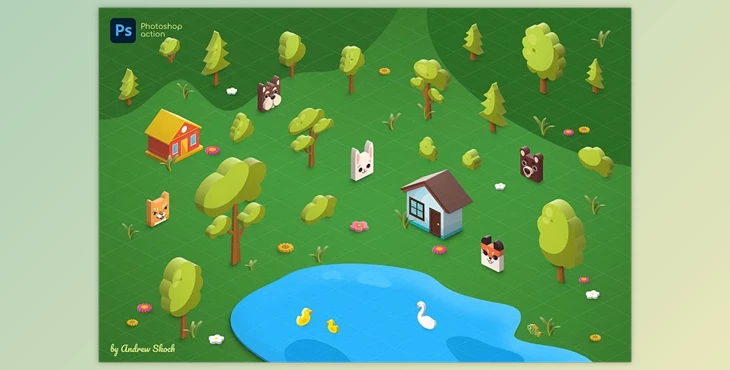 Download Isometric illustration PS action Creative Market - 92146029