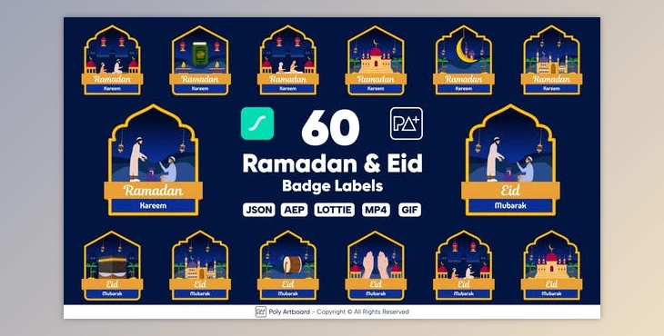 Download Ramadan & Eid Lottie Badge Labels (Videohive 51082065) - AE Project