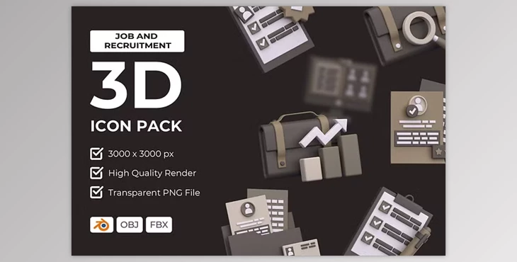 Download Job and Recruitment 3D Icon Pack