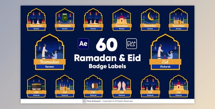 Download Ramadan & Eid Badge Labels For After Effects (Videohive 51141285) - AE Project