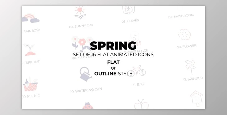 Download Spring - Set of 16 Animated Icons Flat or Outline style (Videohive 51006483) - AE Project
