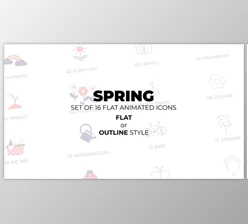 Download Spring - Set of 16 Animated Icons Flat or Outline style (Videohive 51006483) - AE Project