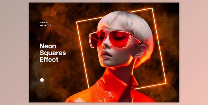 Download Orange Neon Squares Effect - 92138813