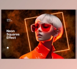 Download Orange Neon Squares Effect - 92138813