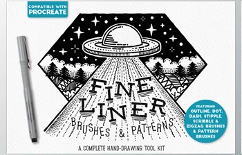 Download Fine Liner Brushes & <span class='badge badge-warning'>Patterns</span> – <span class='badge badge-warning'>Procreate</span> 3LSXFDD