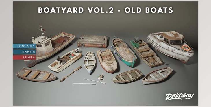 Download Unreal engine - Boatyard VOL.2 - Old Boats (Nanite) v5.3
