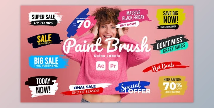 Download Paint Brush Sale Labels (Videohive 51245912) - AE Project