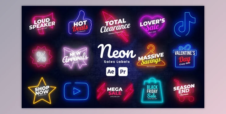 Download Neon Sale Labels (Videohive 51198950) - AE Project