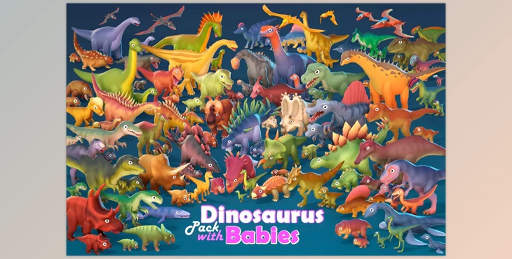 Download Unity asset - Dinosaurus Pack with Babies v1.01