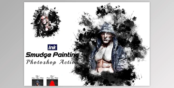 Download Ink Smudge Painting Photoshop Action - 92080041