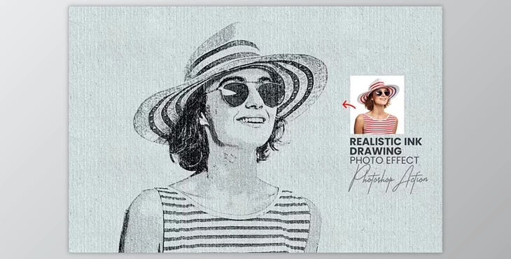Download Realistic Ink Drawing Photo Effect - 92466887