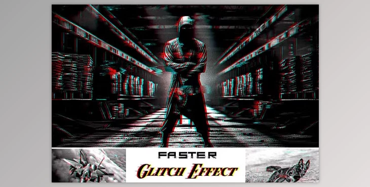 Download Faster Glitch Effect Ps Action - 92095631