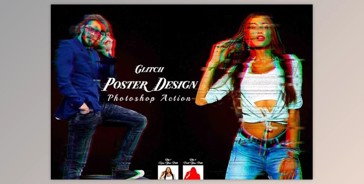 Download Glitch Poster Design Ps Action - 92070729