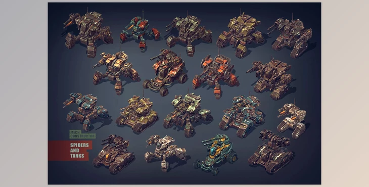 Download Unity Asset - Mech Constructor: Spiders and Tanks v2.5