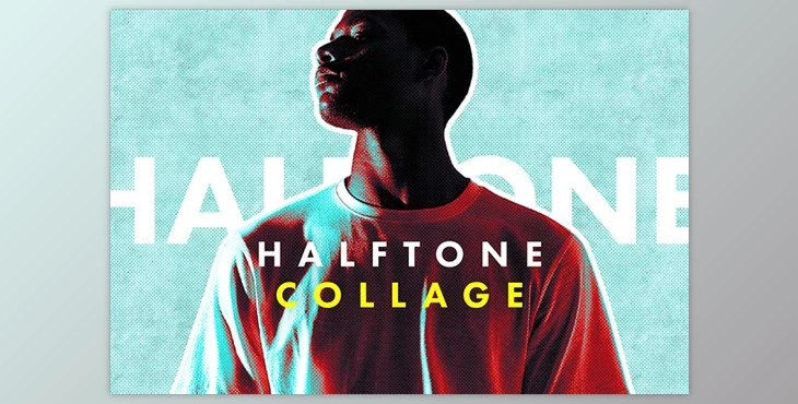 Download Halftone Collage Photo Effect - 92473329