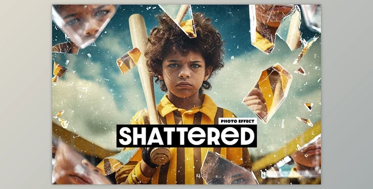 Download Shattered Glass Pieces Photo Effect - 92480040