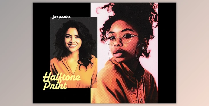 Download Vintage Halftone Poster Photo Effect - 92480104