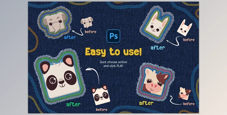 Download Embroidery Sticker Photoshop Action - 92526074