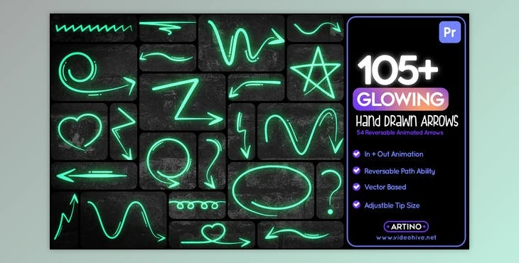 Download 105 Glowing Hand Drawn Arrows Mogrt (Videohive 51447624)