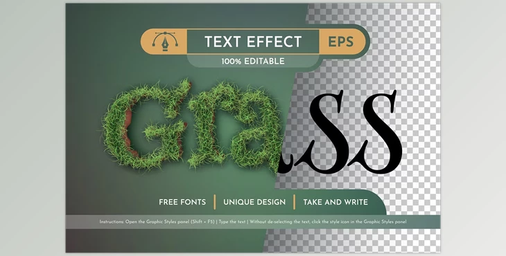 Download Realistic Grass Editable Text Effect - 91896210