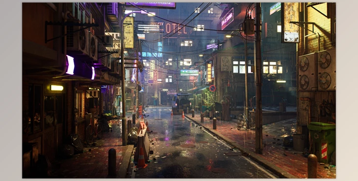 Download Unreal engine - Rainy Neon Streets v5.1
