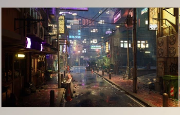 Download Unreal engine - Rainy Neon <span class='badge badge-warning'>Streets</span> v5.1